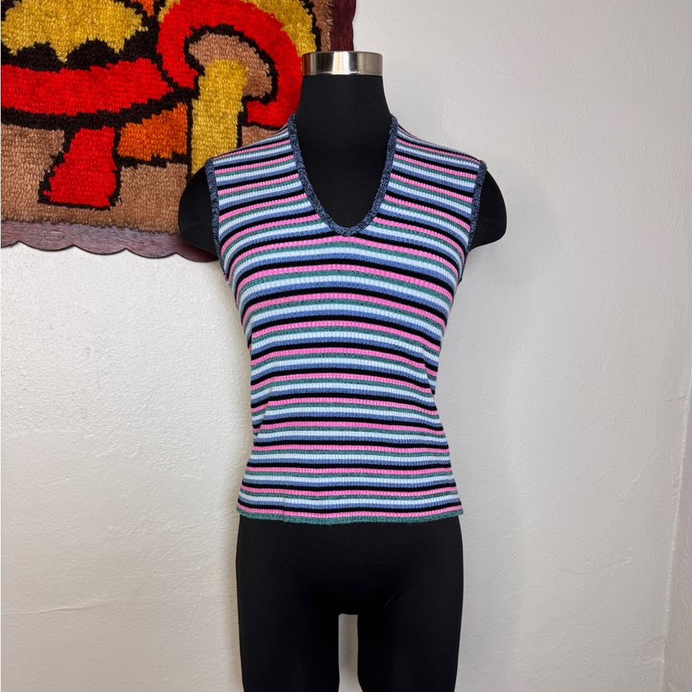 90s 2000s Vintage Rampage Striped Ribbed Tank Top